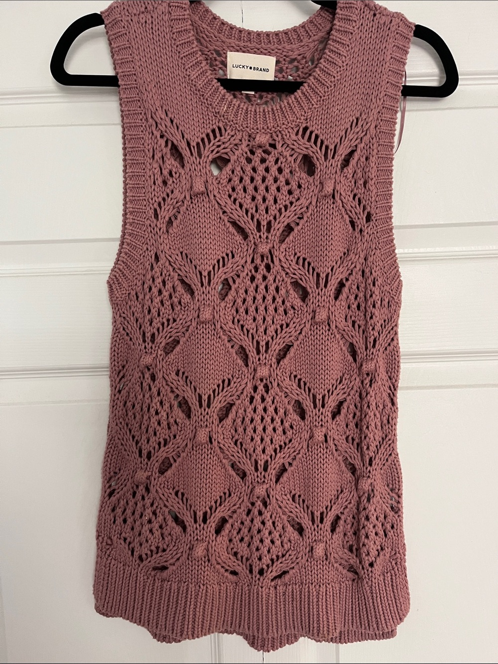 Lucky Brand Mauve Crochet Knit Sleeveless Tank
